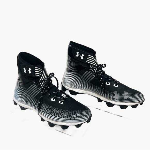 Under Armour Black White UAF Hightop Cleats Mens size 13 - Picture 2 of 9